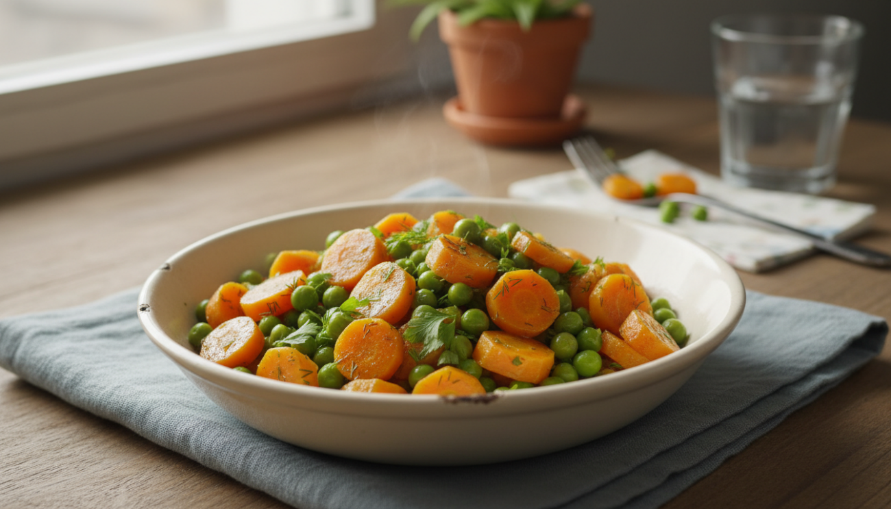 Marchewka z groszkiem - przepis na idealnie kremowy dodatek o smaku dzieciństwa