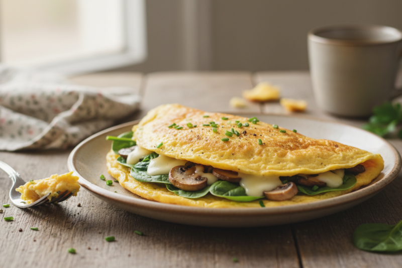 Przepis na puszysty omlet – sekret idealnie lekkiego śniadania w 5 minut