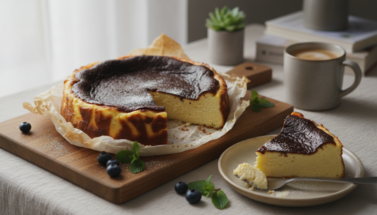 Sernik baskijski przepis - sekret najbardziej kremowego wnętrza i idealnie przypieczonej góry