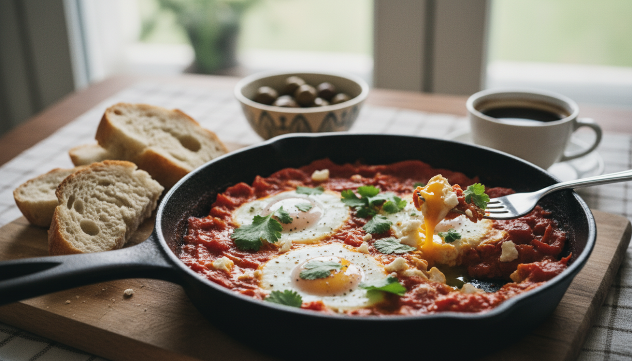 Szakszuka idealna - przepis na aromatyczne śniadanie z jednej patelni