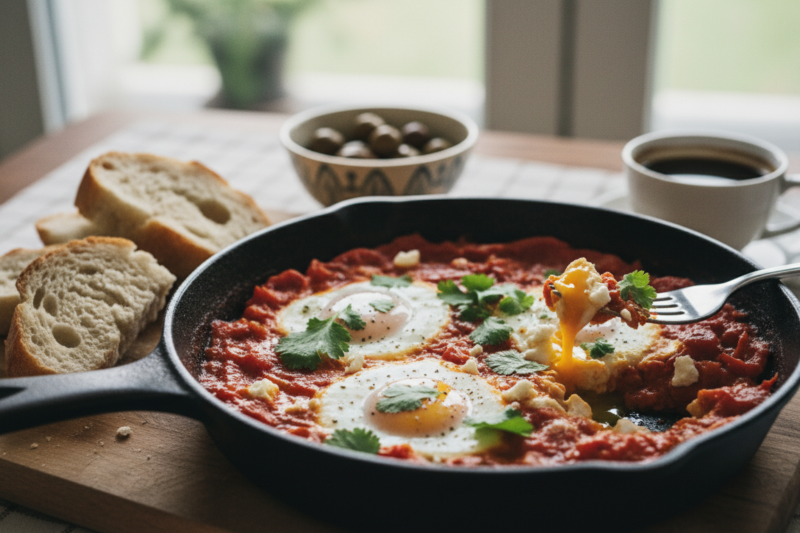 Szakszuka idealna - przepis na aromatyczne śniadanie z jednej patelni