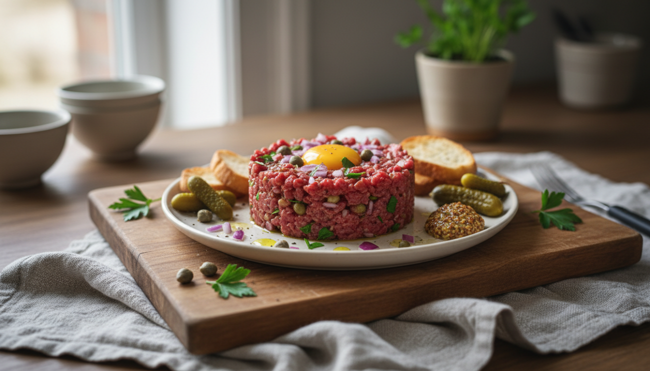 Tatar wołowy - przepis na idealnie doprawione mięso w restauracyjnym stylu